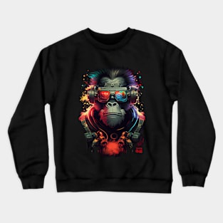 Anime Cyber Ape (Sci-Fi Ape Vintage Retro Future Design Cyberpunk Space Ape) Crewneck Sweatshirt